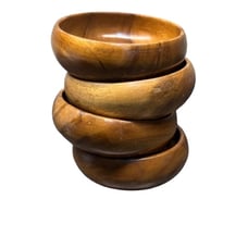 Vintage Hand Carved Teak Wood Bowls Set Of 4