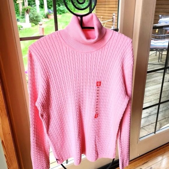 Anne Klein Sport Stretch Pink Turtleneck Long Sleeve Sz. XL Sweater