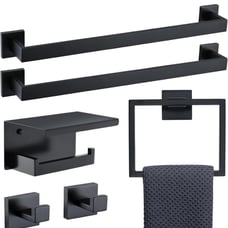 6-Piece Black Bathroom Hardware Set 23.6 Inch