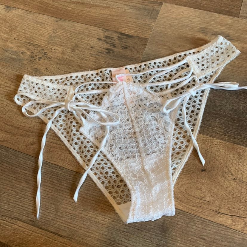 VS Very Sexy Vintage Strappy Lace Up Cheekini Bride panty