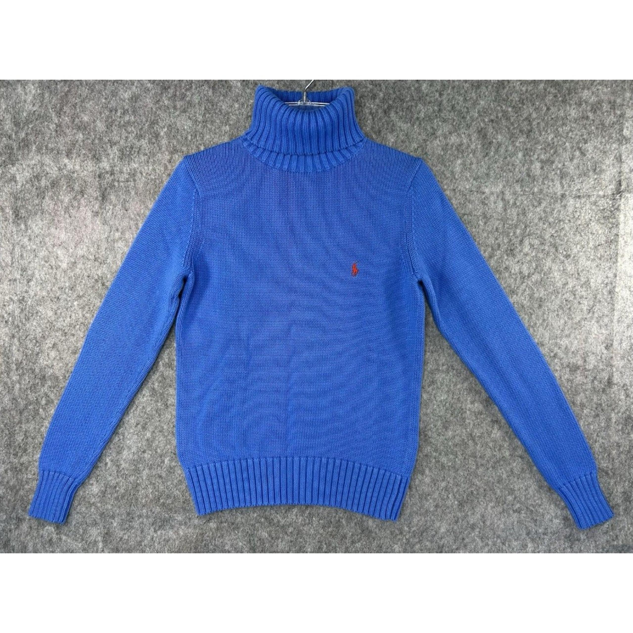 Ralph Lauren Sport Sweater Women's Medium Blue Knit Turtleneck Pullover