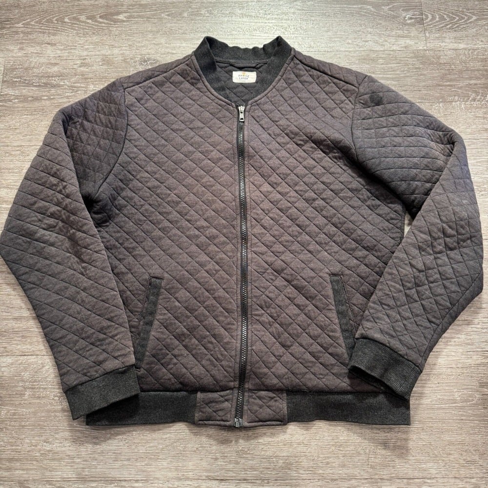 Marine Layer Jacket Mens Large Gray Corbet Full Zip Jacquard Quilted Travel