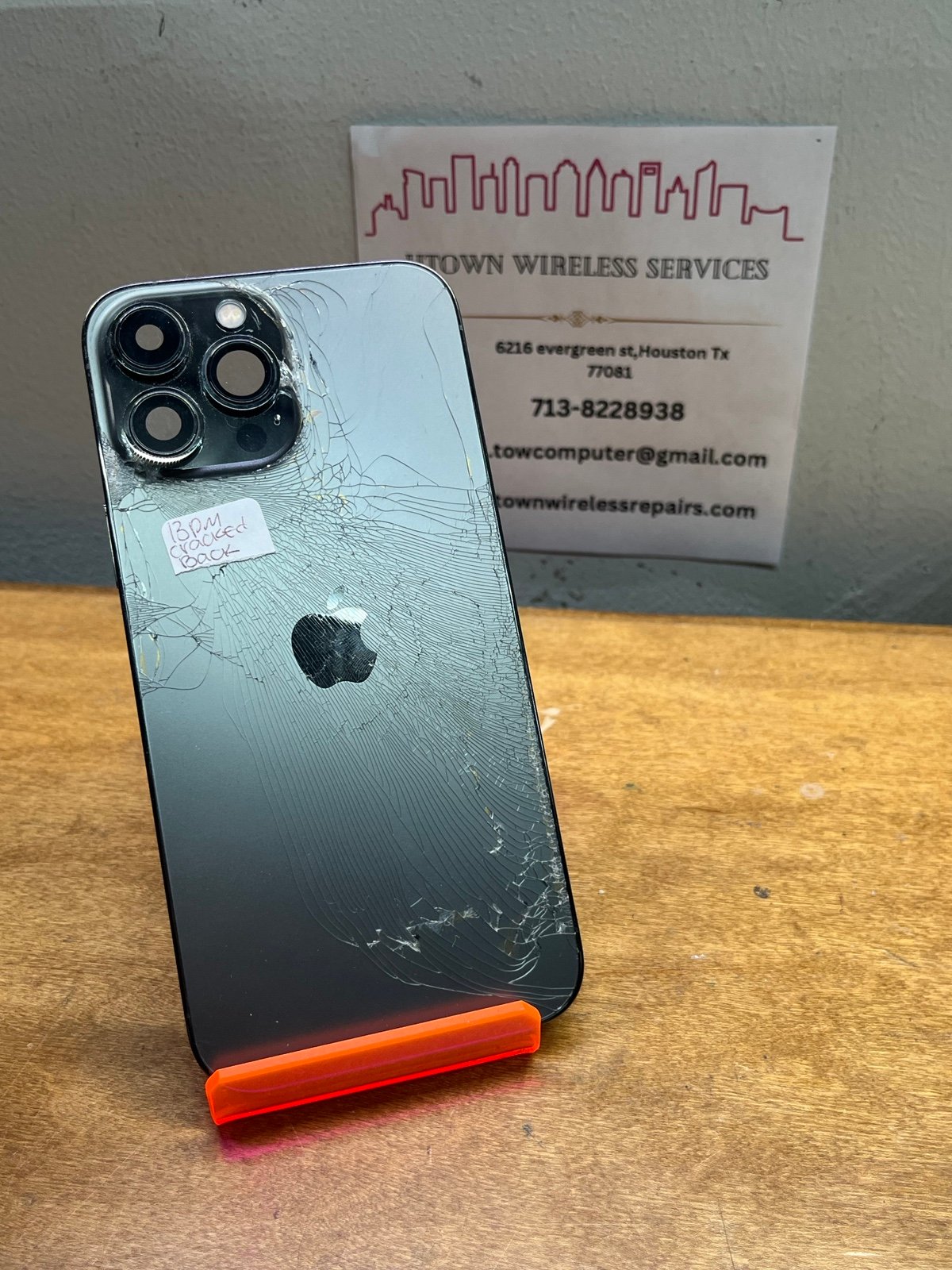 iPhone 13 Pro Max Housing Back Replacement Graphite With OEM Back Glass Broken