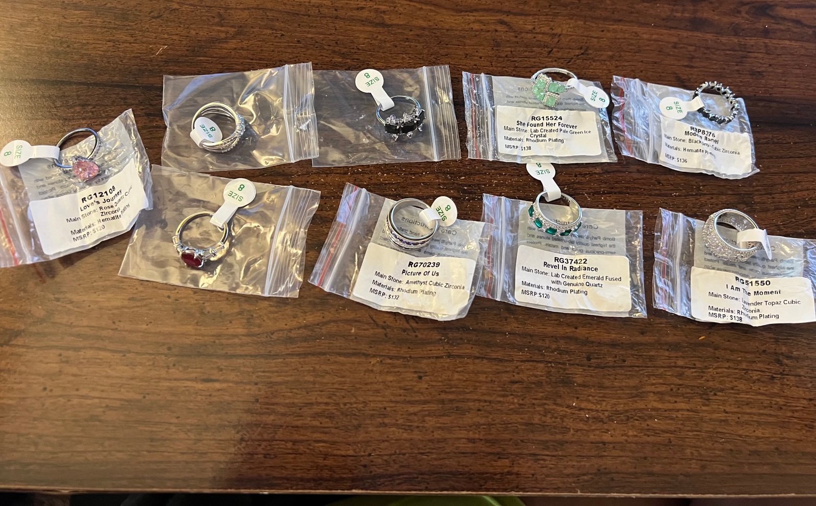 Lot of 9 bomb party size 8 rings!
