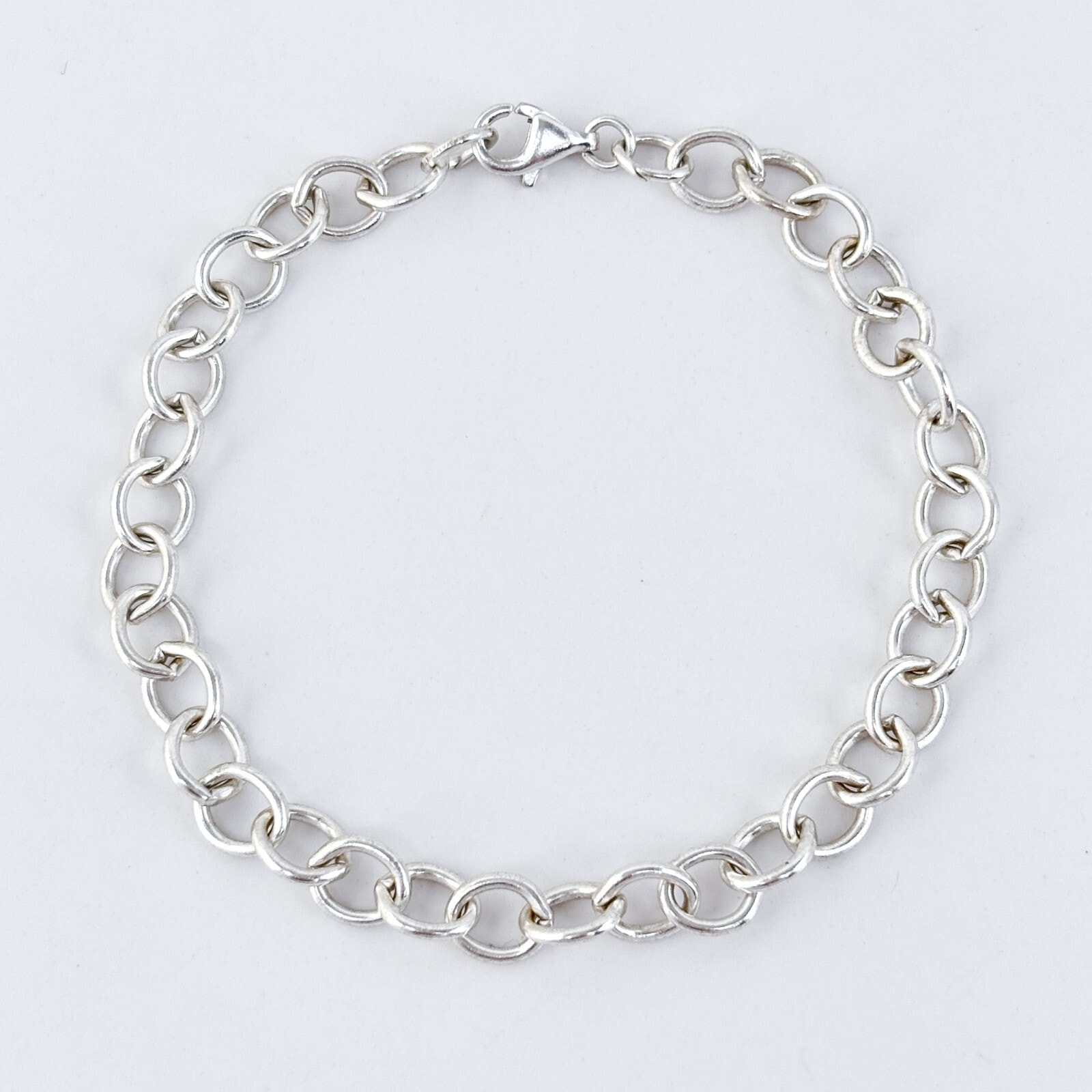 Vintage Sterling Silver 925 Round Link Chain Bracelet 7