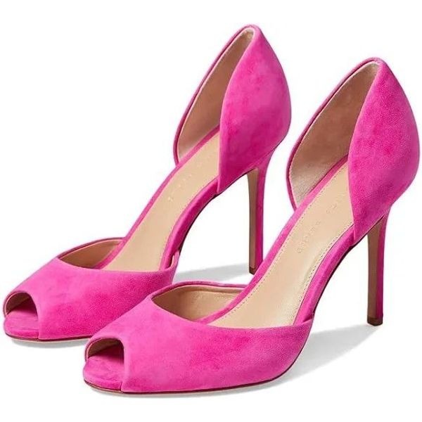 Veronica Beard 395 Women's Gadot Suede Peep-Toe Pumps heels 7.5 NEW