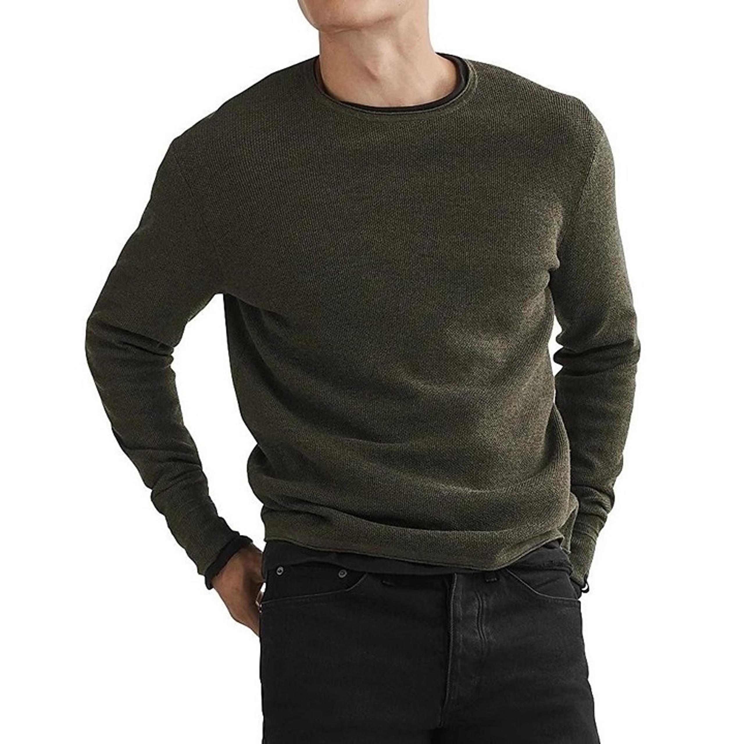New Dark Olive Green Textured Wool blend Crew Sweater Pullover - rag & bone