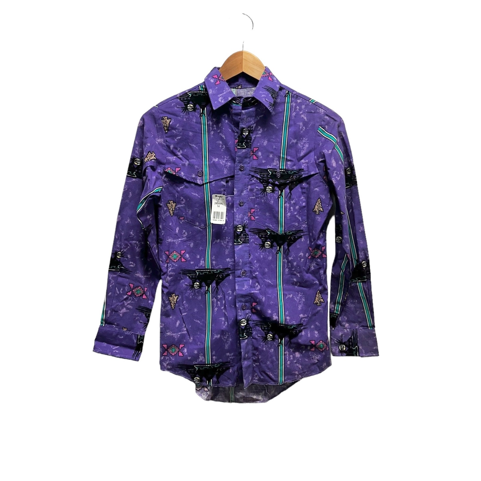 NWT Wrangler Native American Western Tribal Vintage Shirt Kids Size 14
