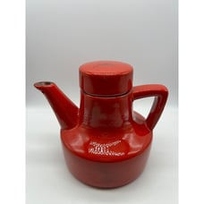 Vintage Metlox Pottery Poppytrail Red Teapot MCM Stamped 4550/3 on base