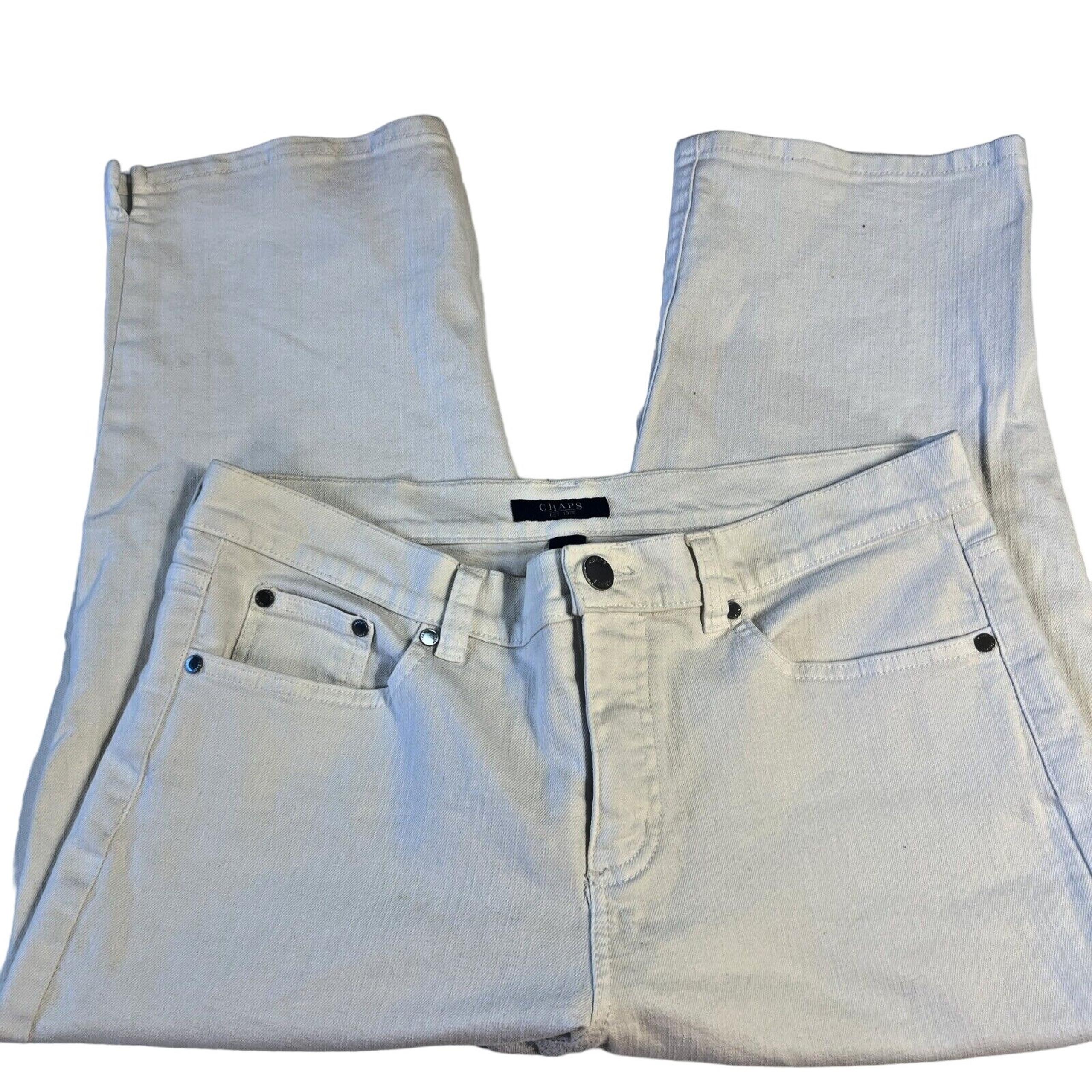 Chaps Womens 10 White jean capri cropped wide leg 5 pocket