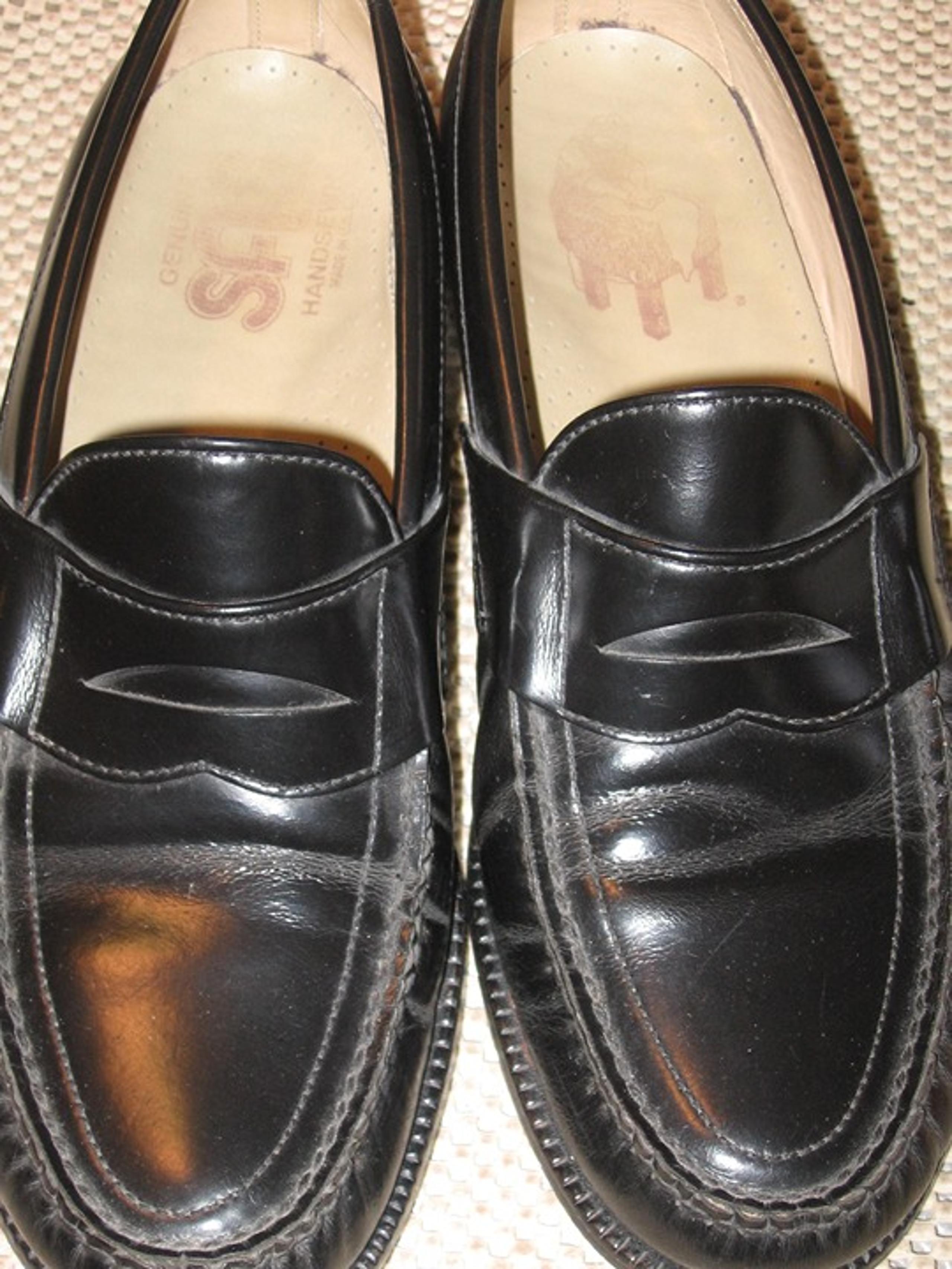 San Antonio Shoes Black Leather Penny Loafers Men's 8.5 Wide SAS