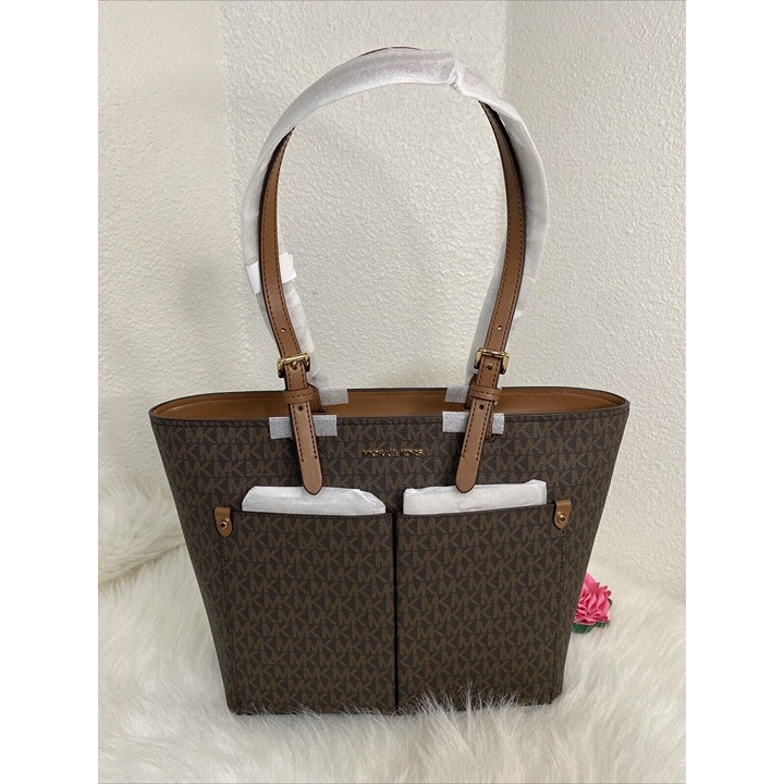 Michael Kors Women' Jet Set Travel Medium Double Pocket Tote Non-Leather Vegan