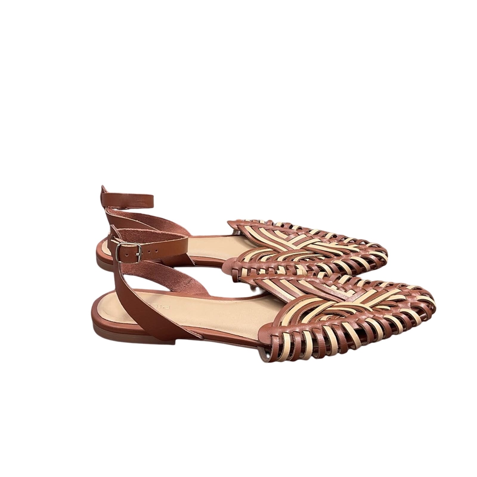 Anthropologie Pilcro Sandals Brown Neutral Motif Leather Woven
