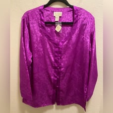 Vintage Victoria's Secret Gold Label Purple Button Front Sleep Shirt Size S NEW