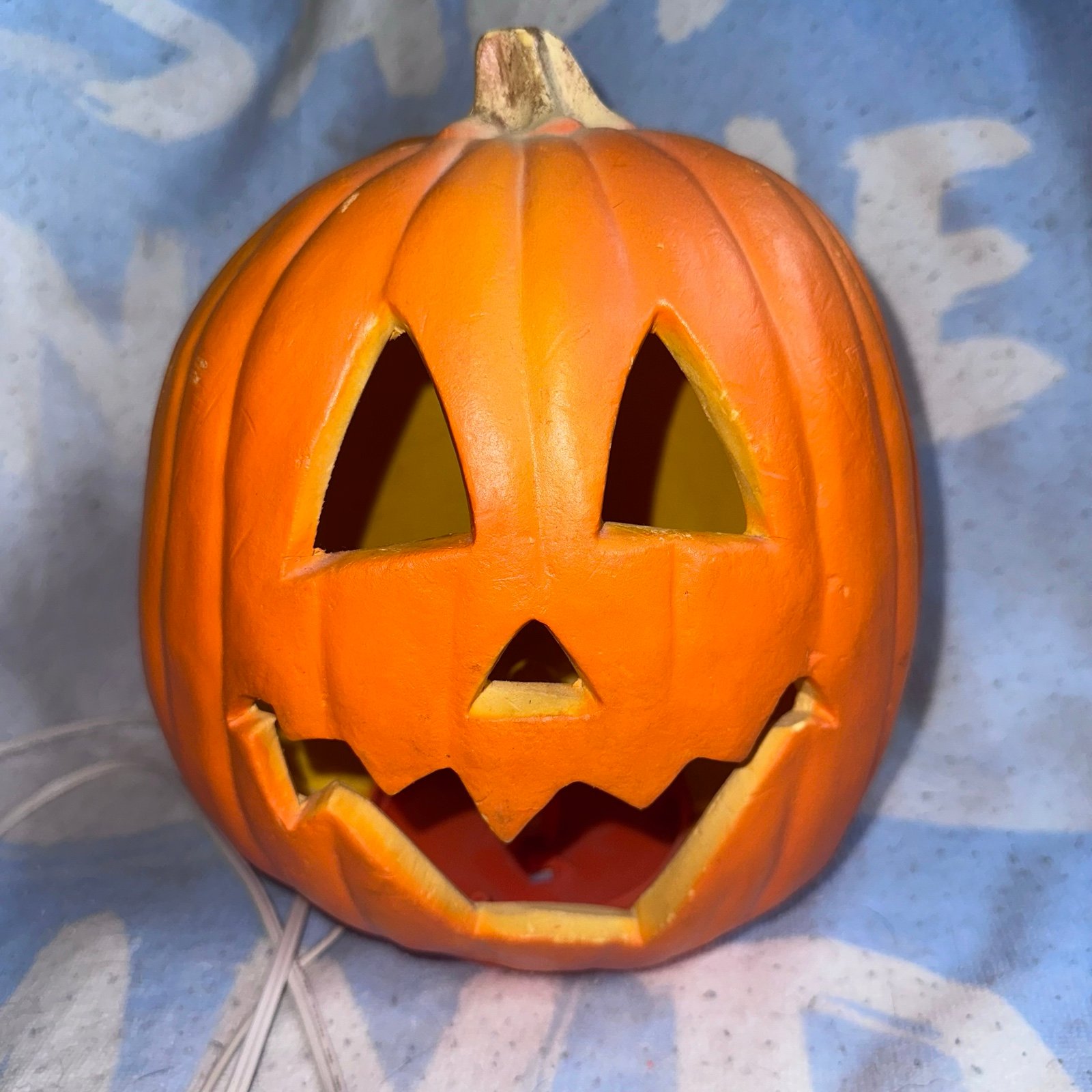 Vintage 1995 10” Trendmasters Halloween Foam Blow Mold Pumpkin Jack O Lantern