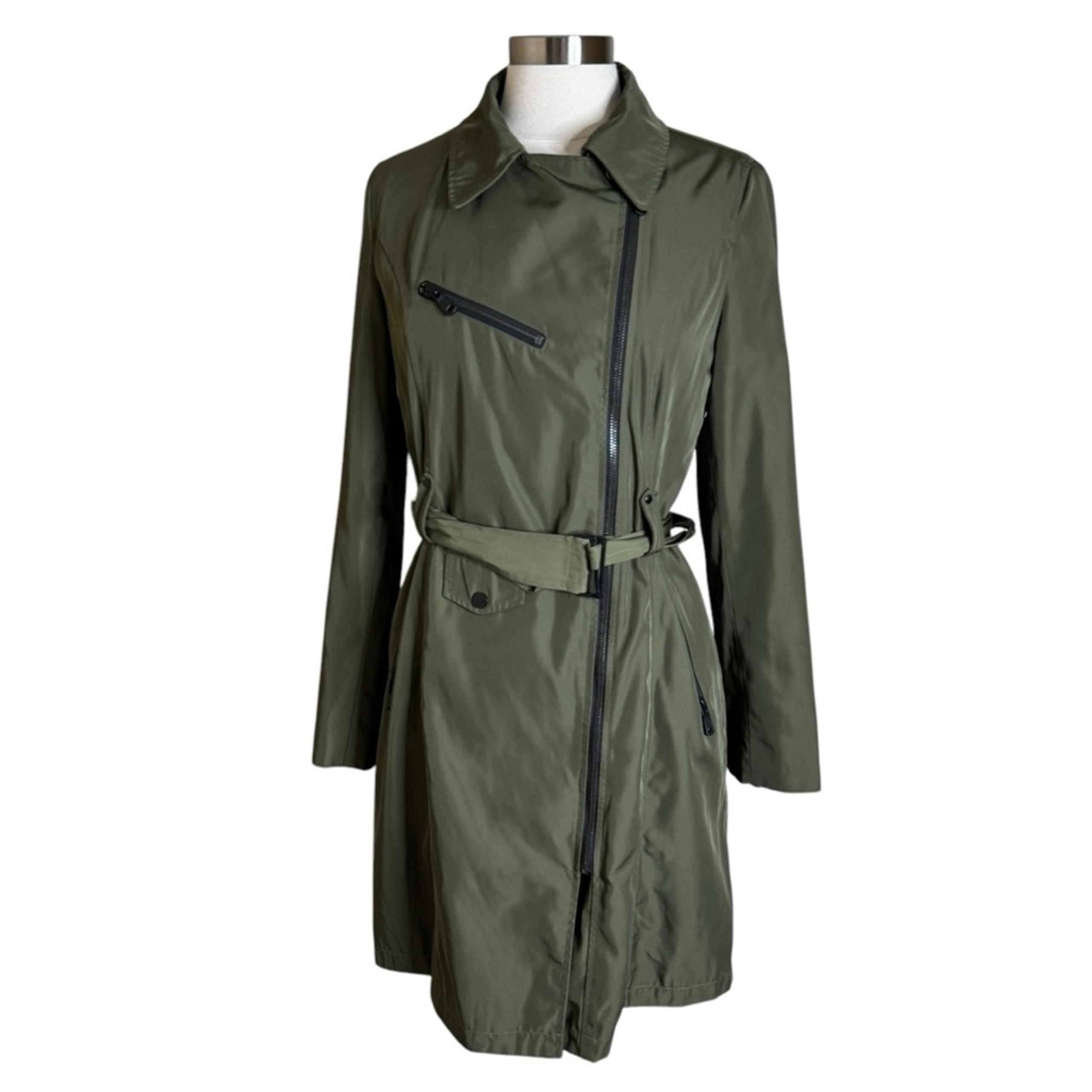 Avec Les Filles Water Resistant Moto Detail Trench Coat Olive Women’s Medium