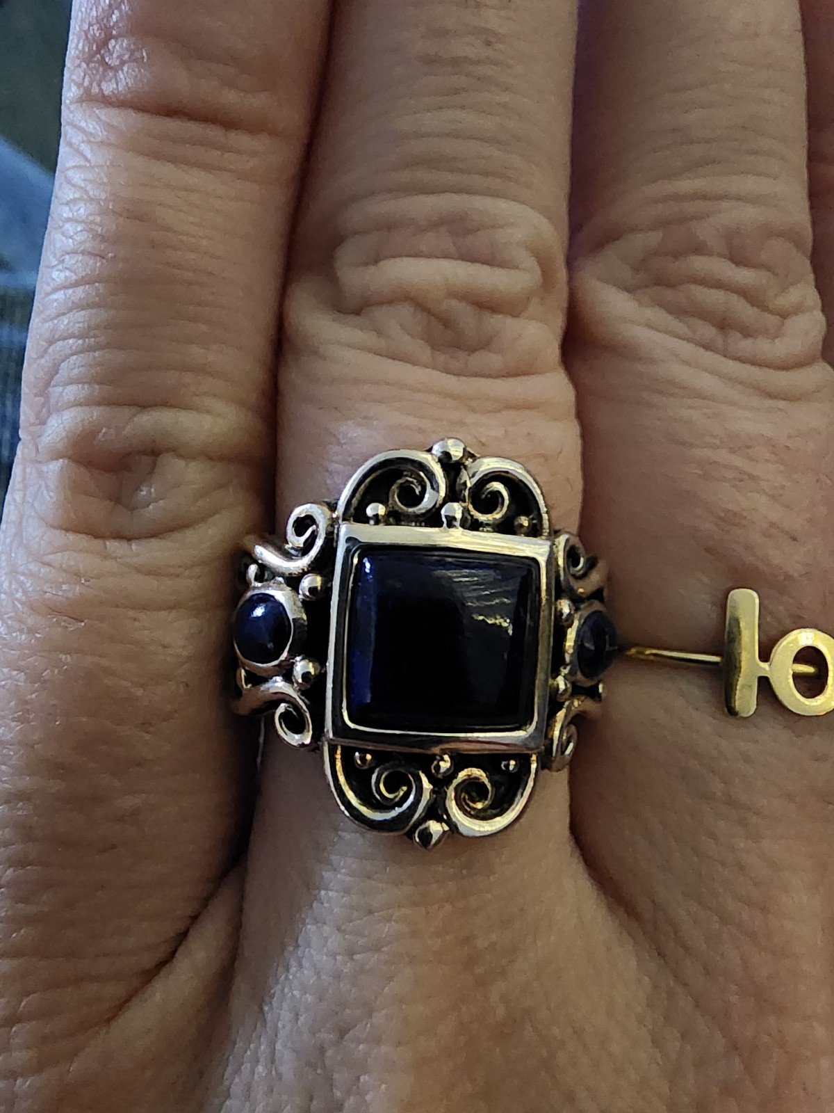 .925 silver large lapis ring.