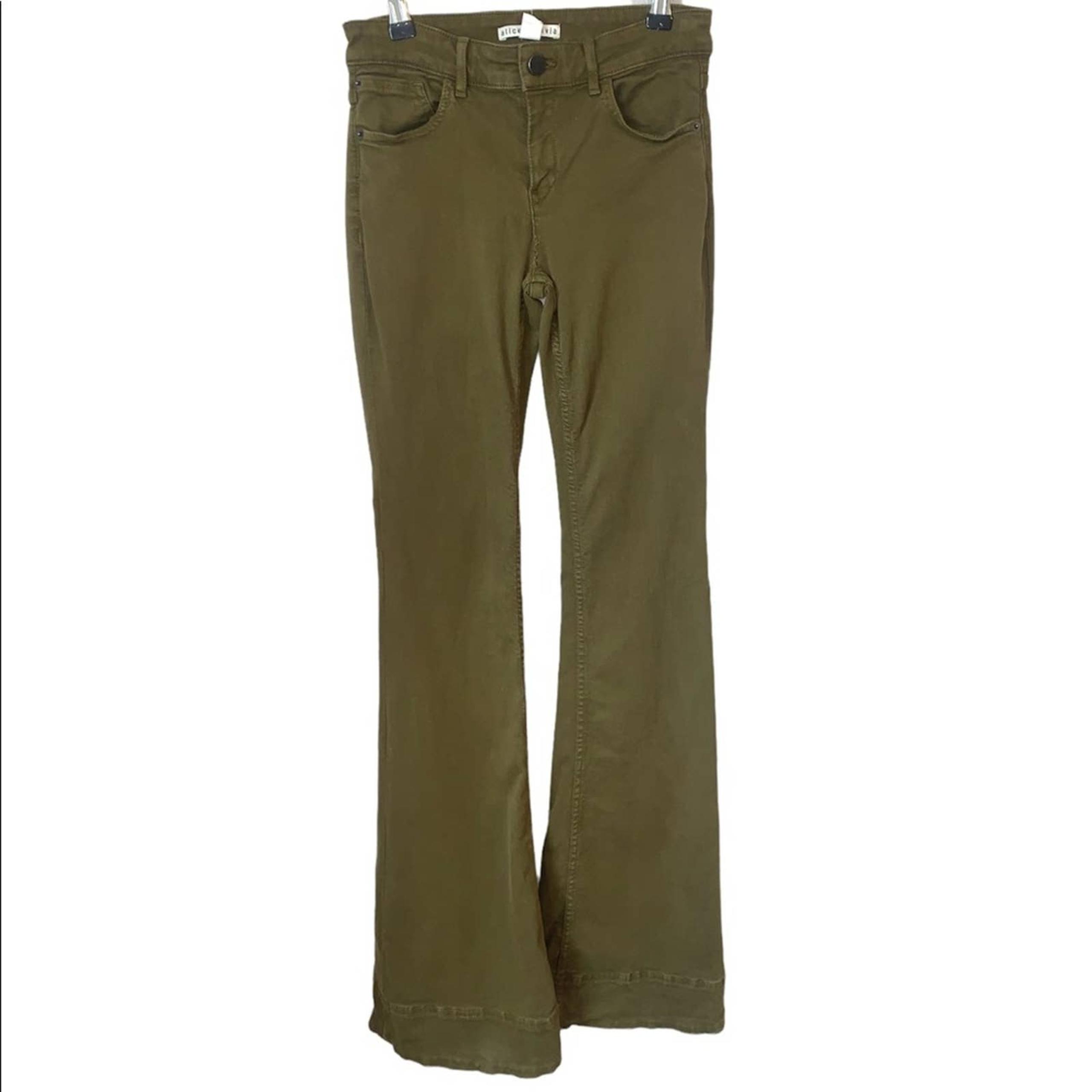Alice + Olivia Army Green Flare Jeans Size 26