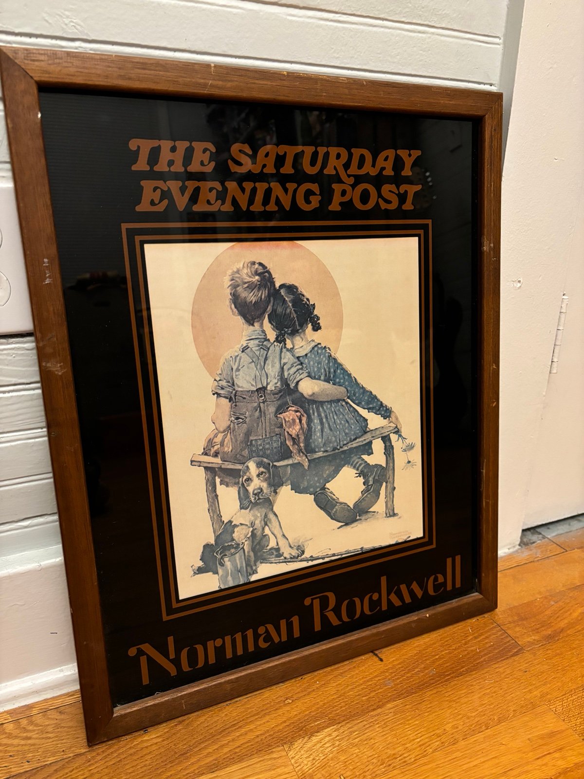 NORMAN ROCKWELL Saturday Evening Post Framed Print THE LITTLE SPOONER Puppy Love