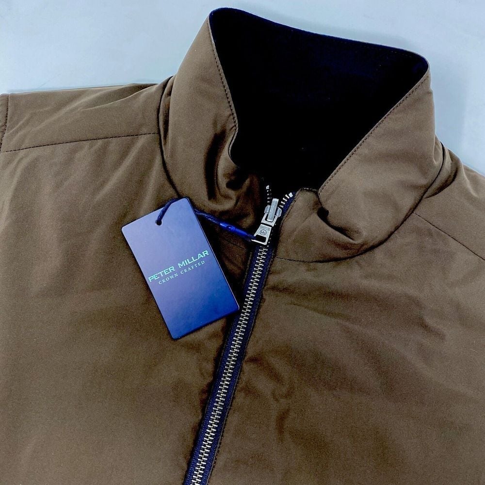 Peter Millar Crown Crafted Men's S Brown Wool Reversible Excursionist Flex Vest