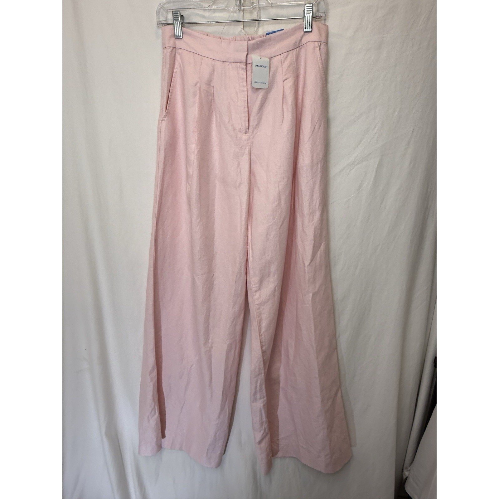 J.McLaughlin Amal Long Bottoms Linen Blend Wide Leg High Rise Pants Pink 2 NWT
