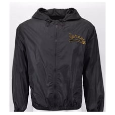 Versace Men's Black Nylon Chest Logo Hooded Bomber Jacket