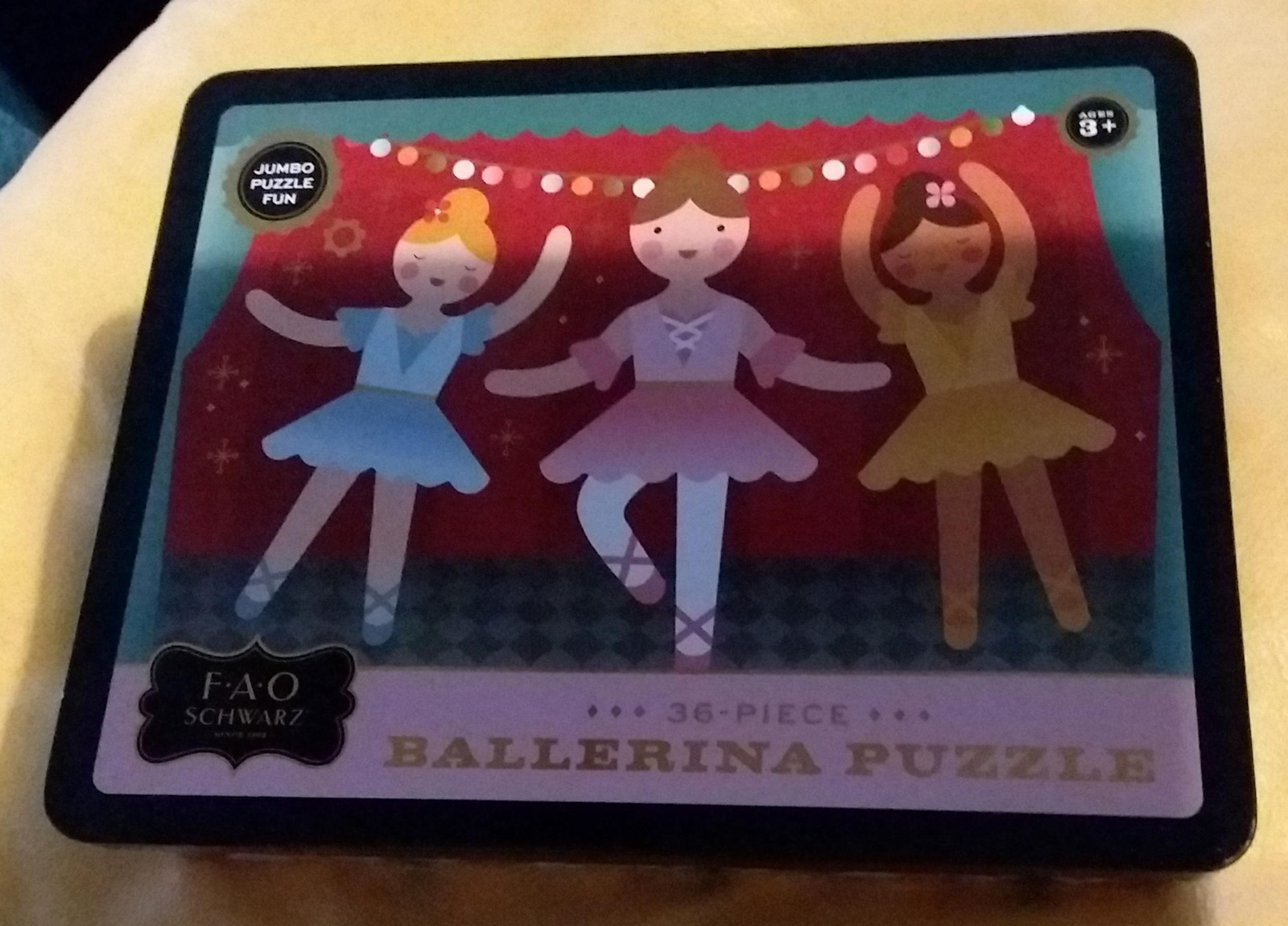 F A O Schwartz ballerina puzzle in collectible tin. 36 pieces. FAO Scwartz