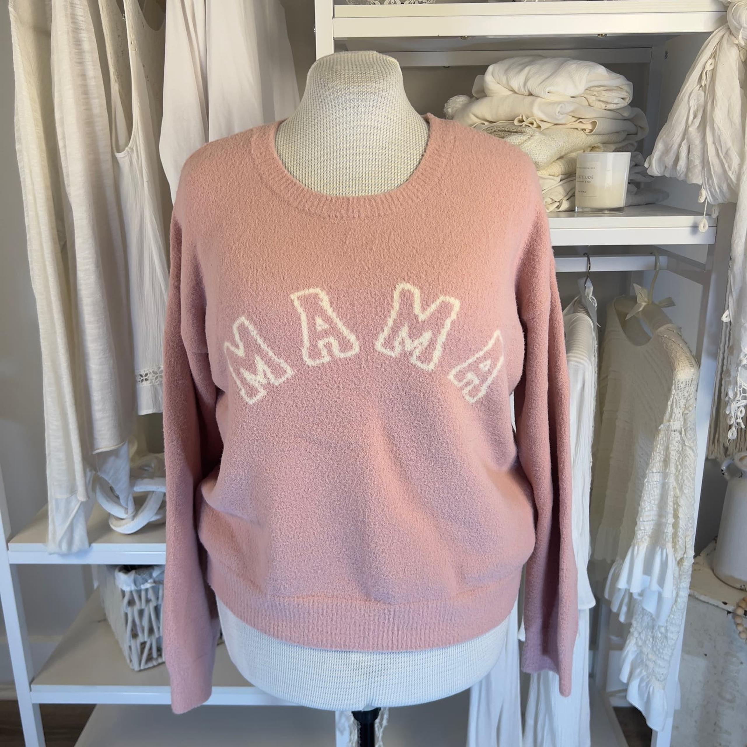 Thread & Supply  sz. large cozy warm soft pink Mama crew neck sweater #2230