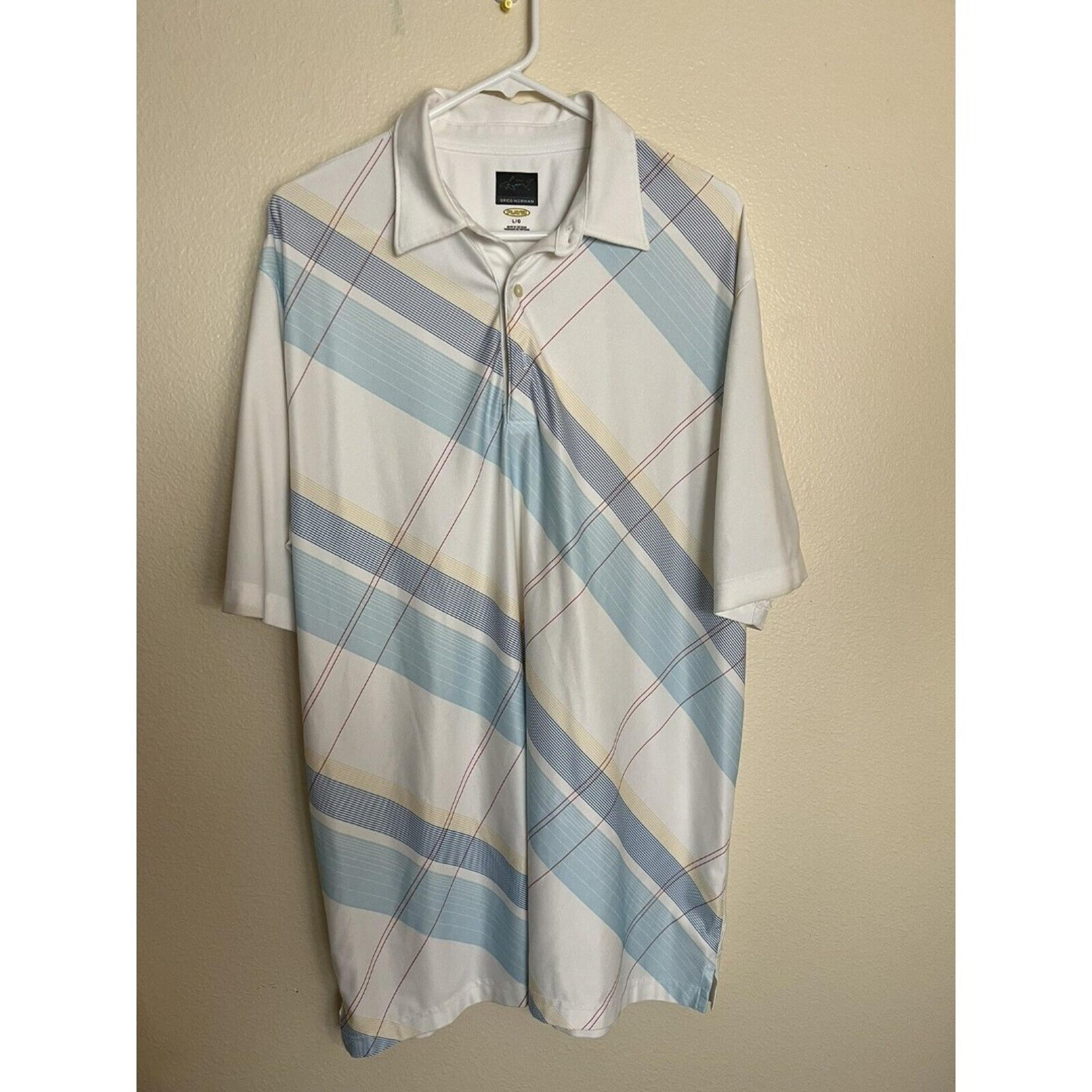 Greg Norman Men’s Short Sleeve Golf Polo Shirt PGA WEST Sz L White Play Cool