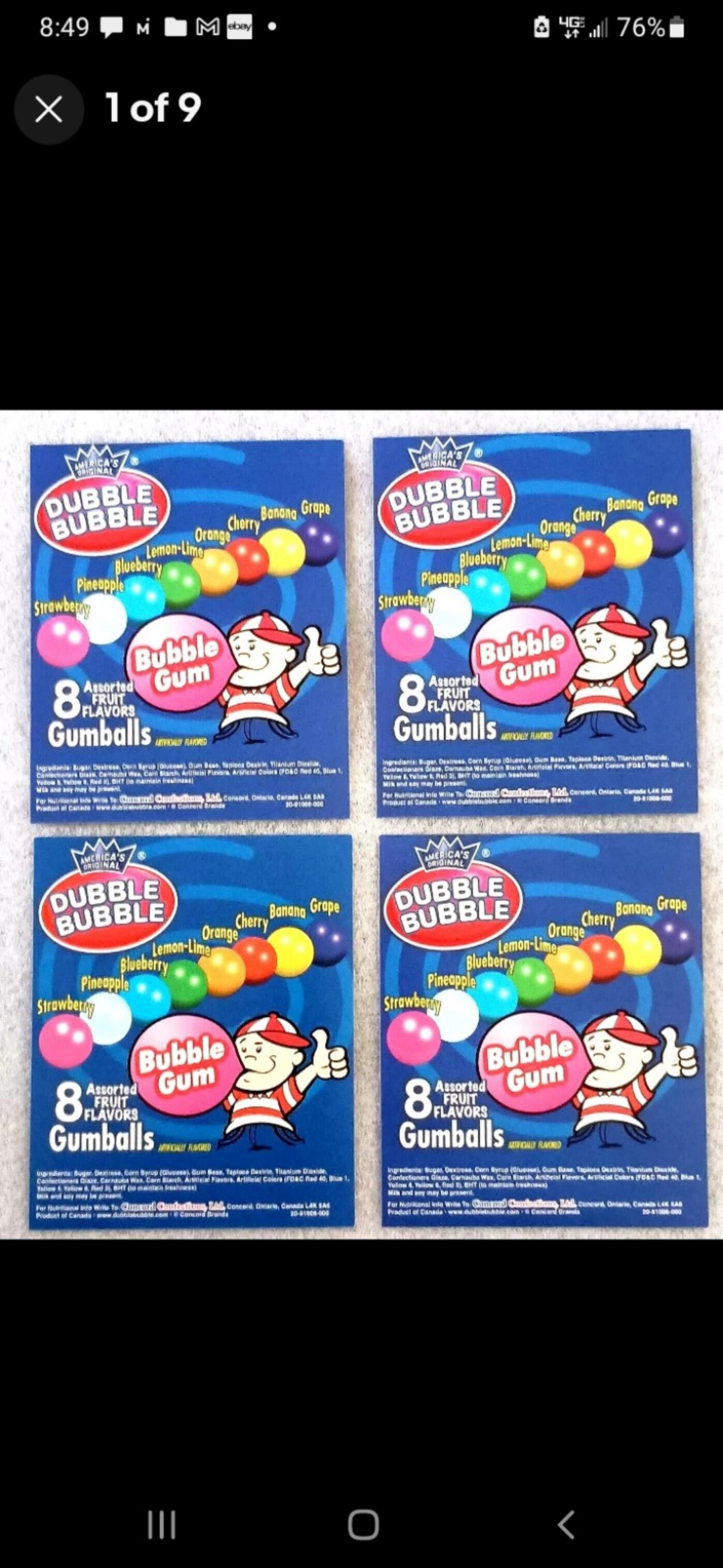 4 Dubble Bubble Candy Gumballs Machine Vending Display Card 2000s NOS NEW