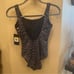 NWT~NIKE Women Gray Animal Print Padded One Piece Swimsuit Size Small