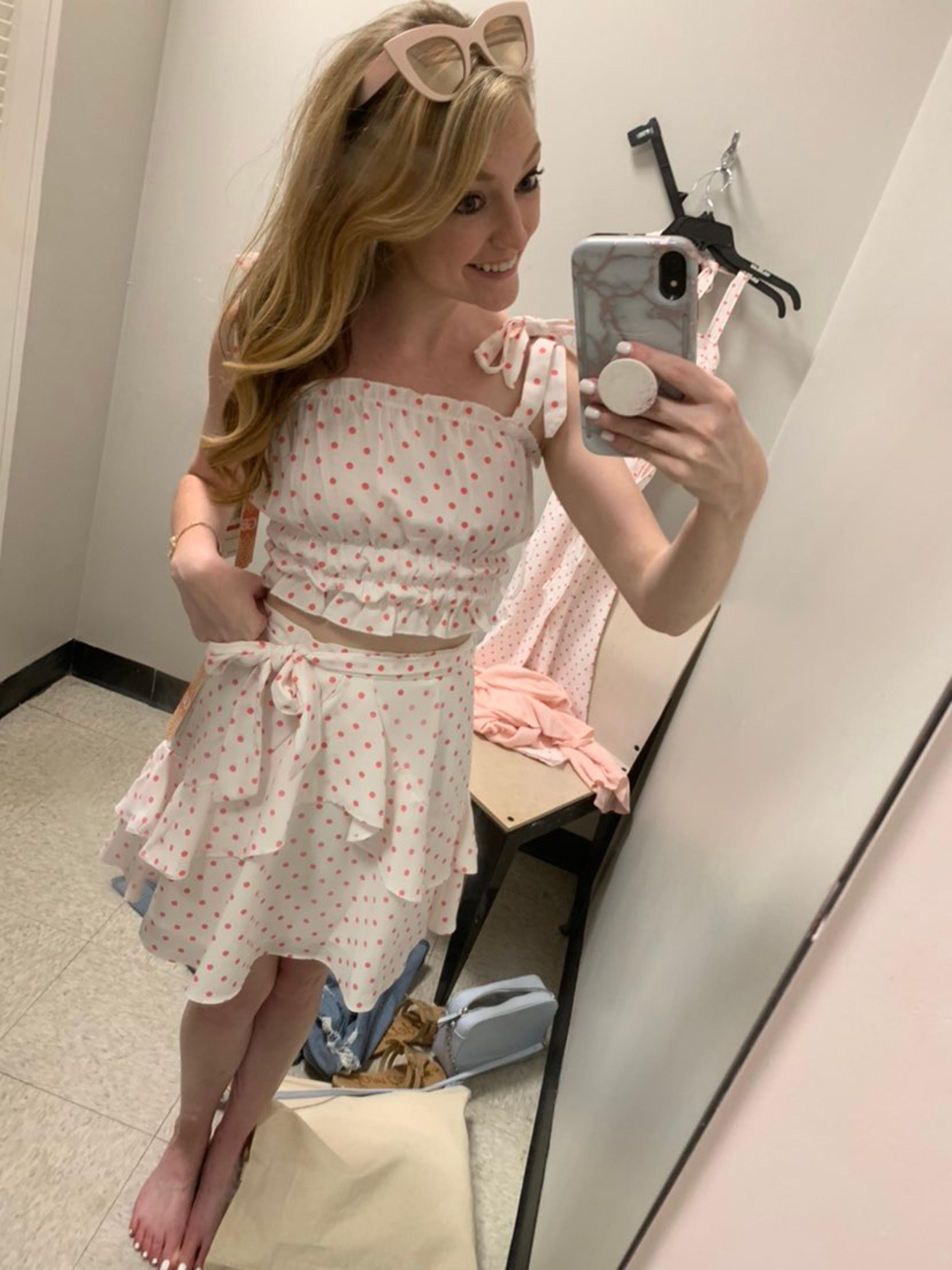 Pink Polka Dot Skirt Set