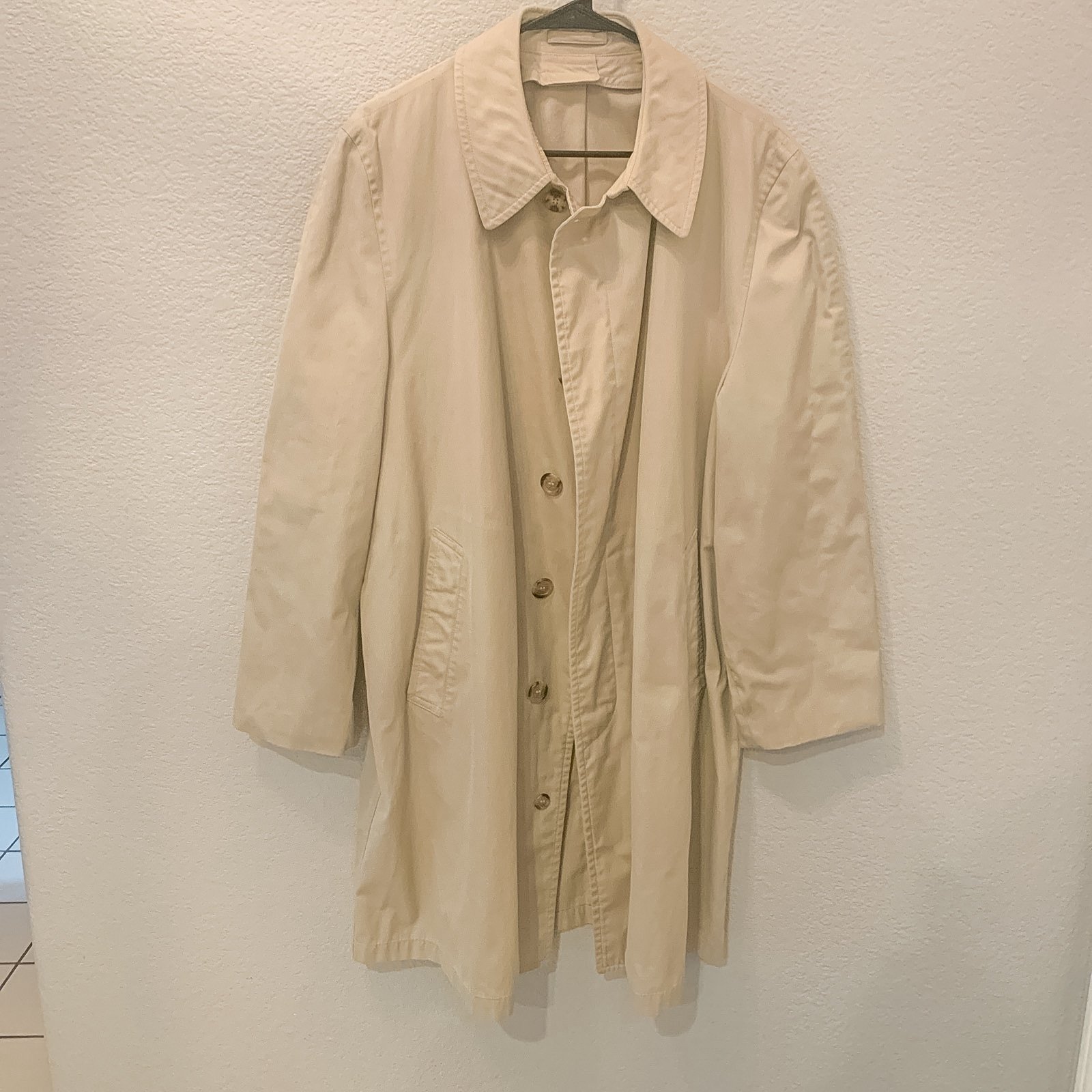 Vintage London Fog Trench Coat Beige Brown Cleath Cloth Size 42 Reg