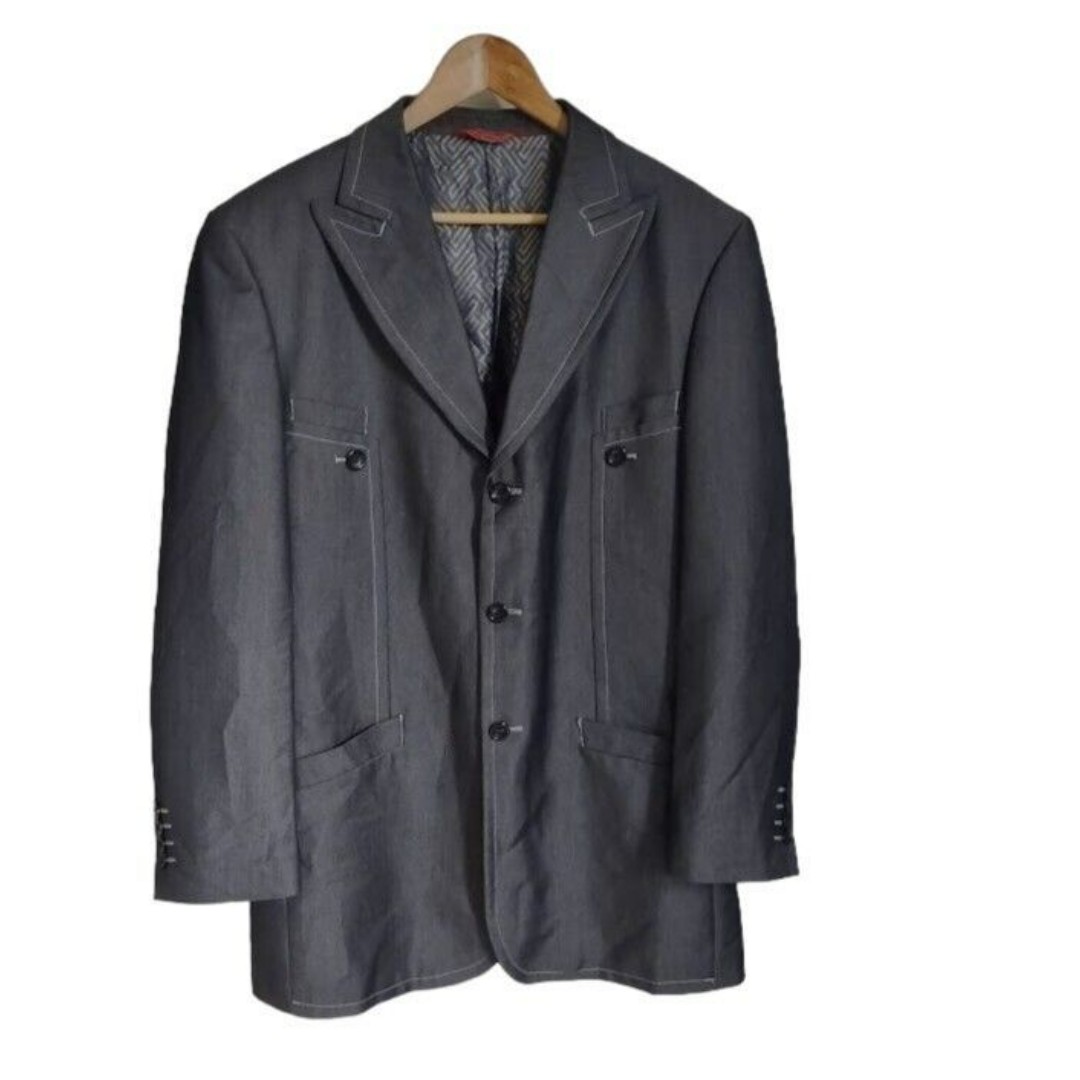 T-Fusion Distinctive Men's Fine Tailored 3 button Gray Blazer Suit Jacket 42R