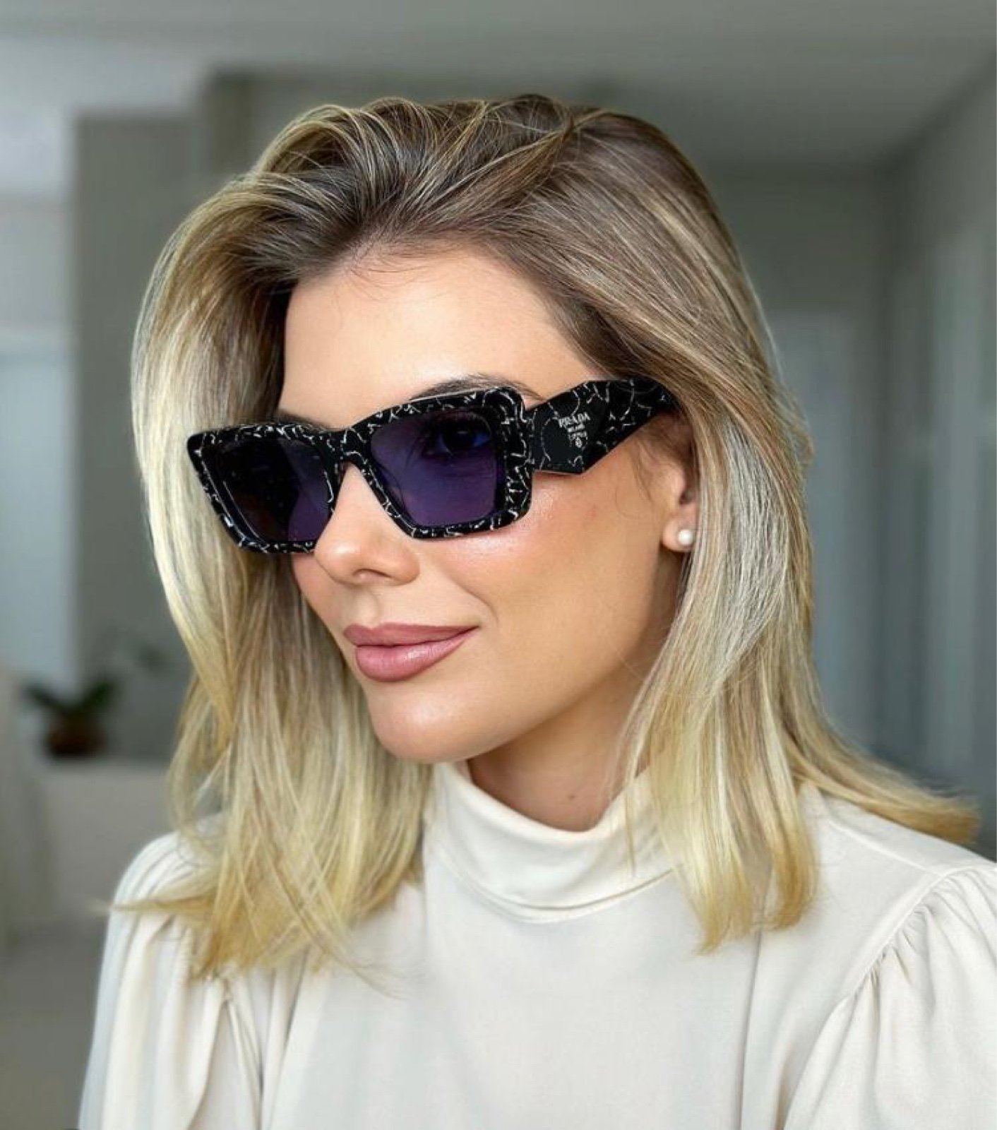New - PRADA Woman Sunglasses 0PR 08YS Havana Black/White