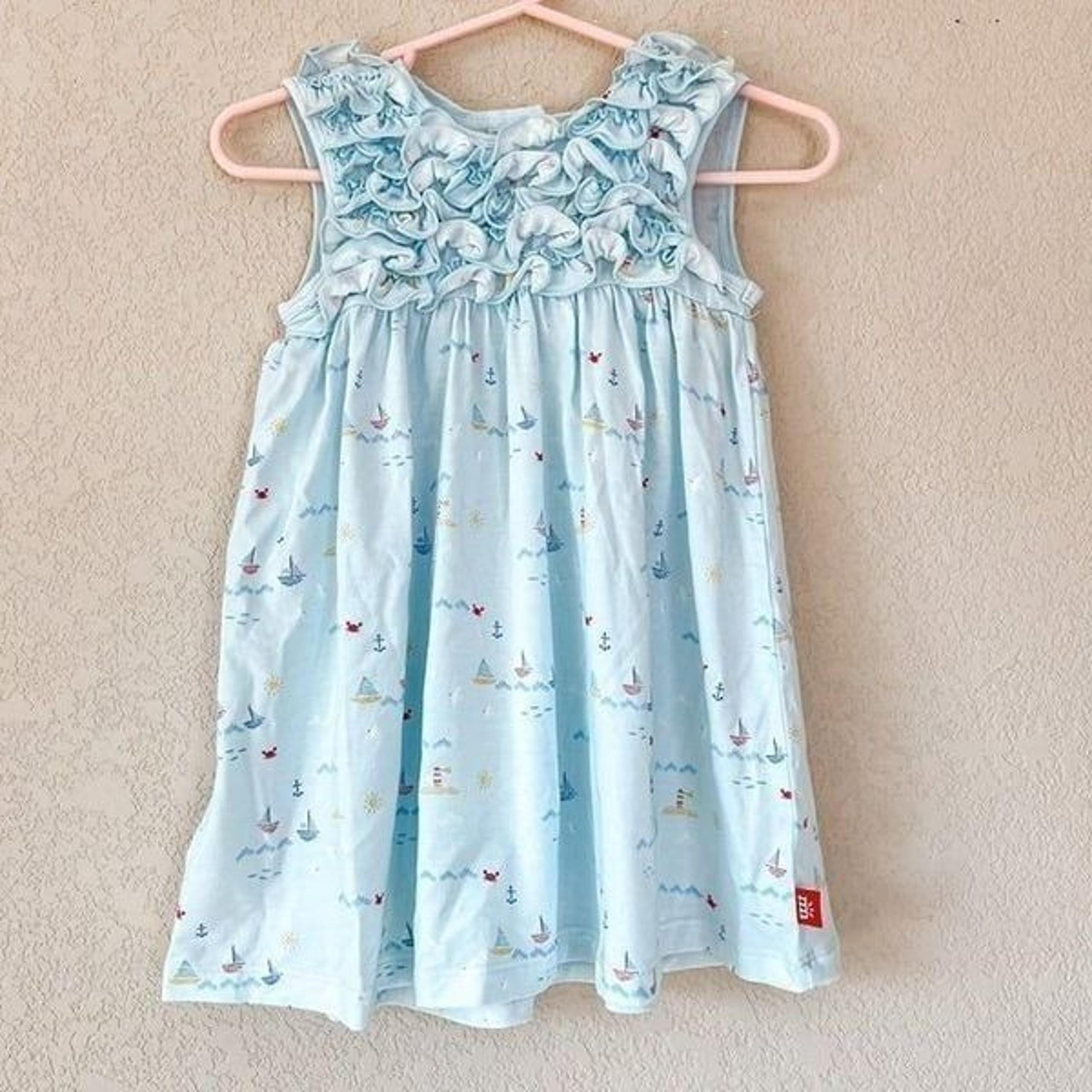 Magnetic Me Blue Sail Sailboat Crab Lighthouse Ruffle Good Time Dress Sz 12-18M