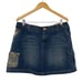 Vintage Y2k Mini Jean Skort Camo Printed Cargo Pockets Denim Cotton Womens 16