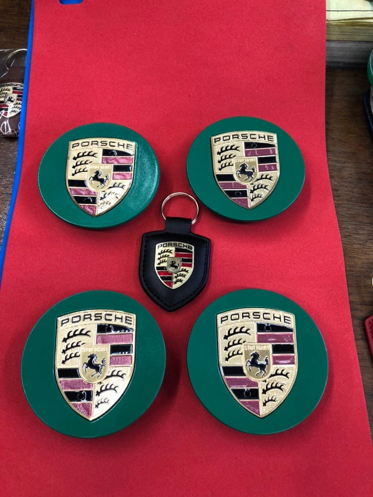 porsche center caps 76mm 3 inch with porsche key older