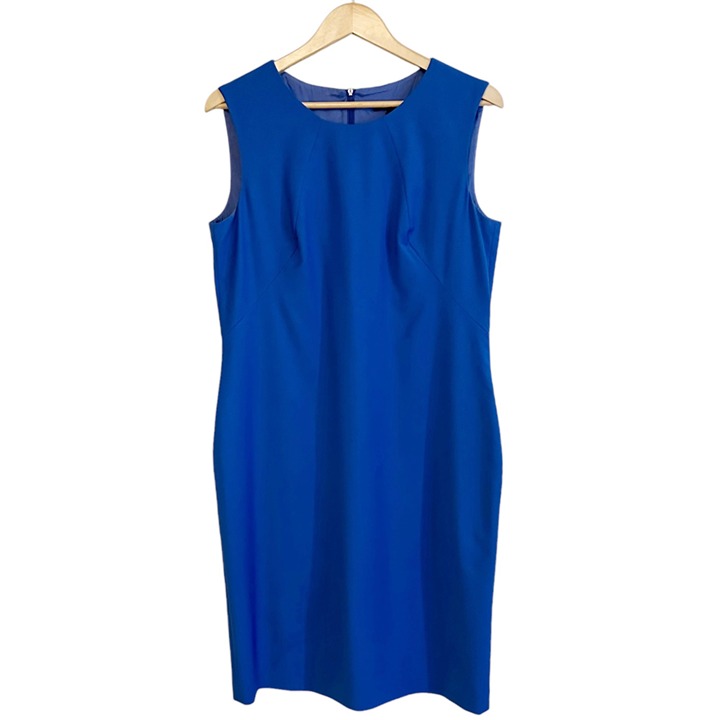 Hugo Boss Womens Dallasa Stretch Wool Sheath Dress Size 10 Blue Classic Office