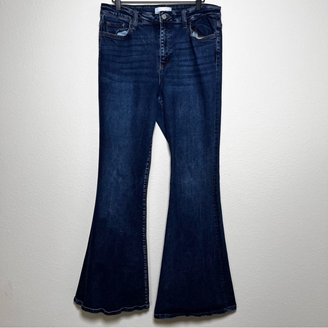Vervet Women Jeans 31 Dark Denim Wash Flare Western Boho Stretch High Rise