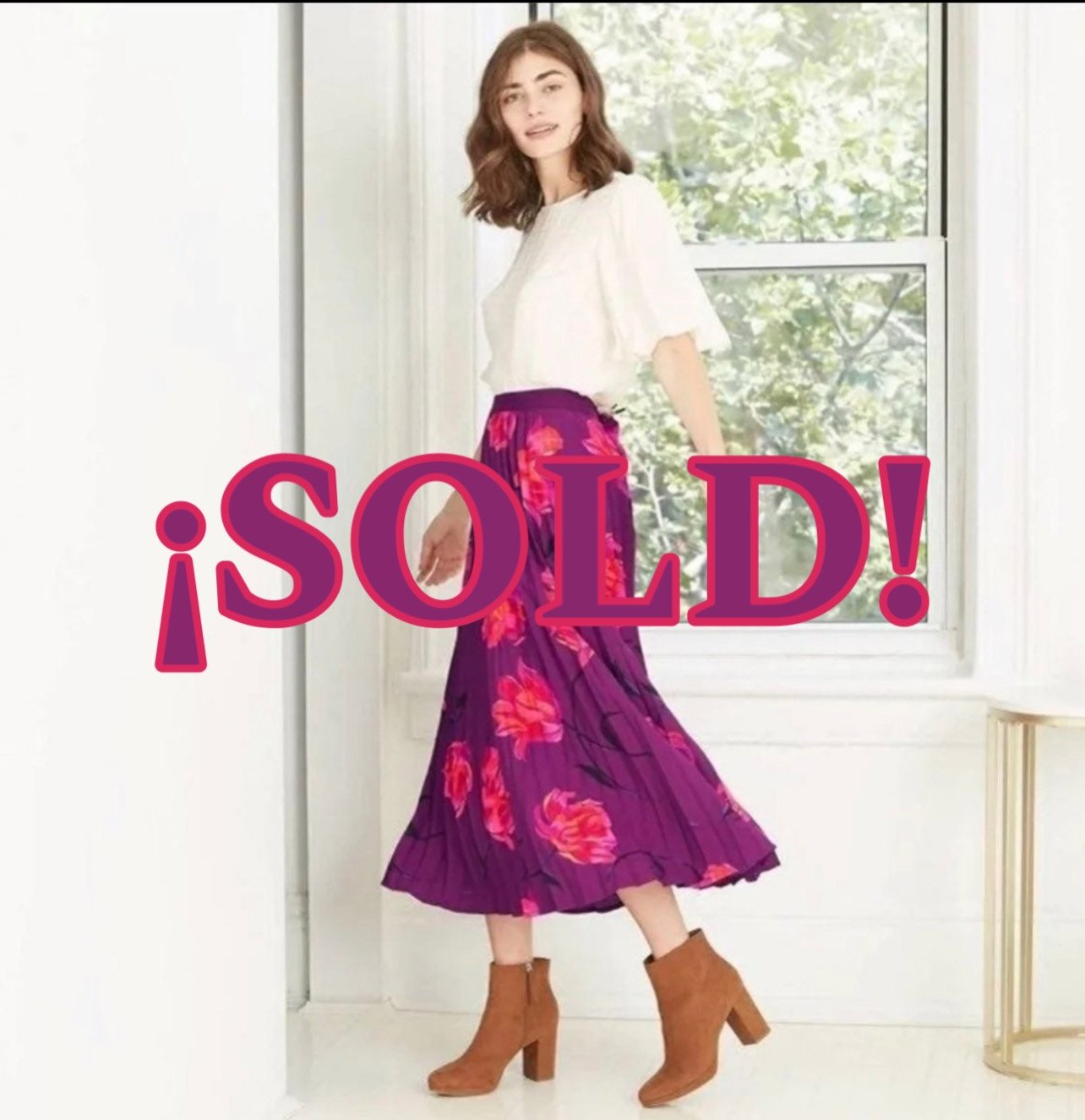 FLORAL A-LINE PLEATED SKIRT