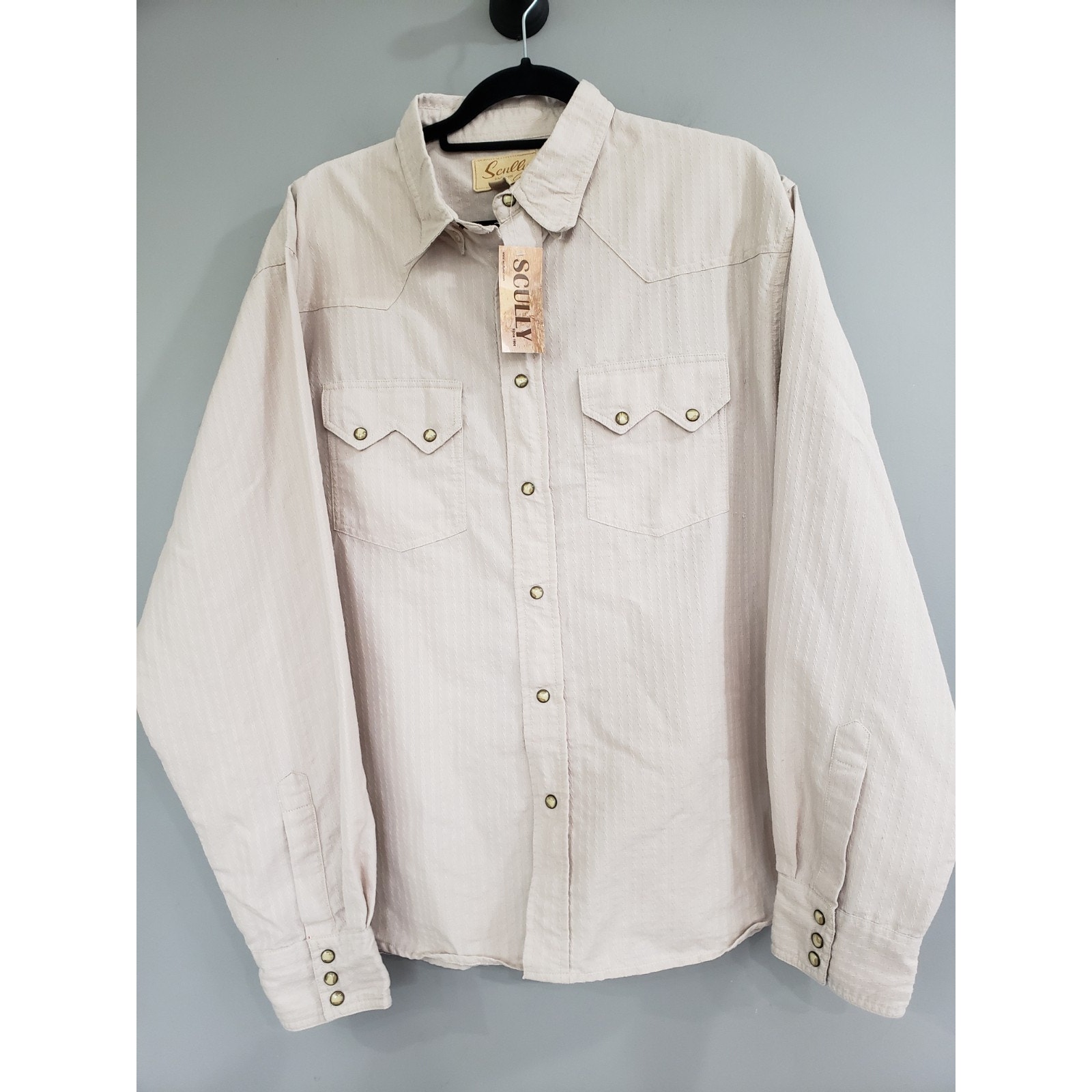 NEW Vintage Scully Shirt Pearl Snap Button Cowboy Western Rodeo Saw Tooth Tan