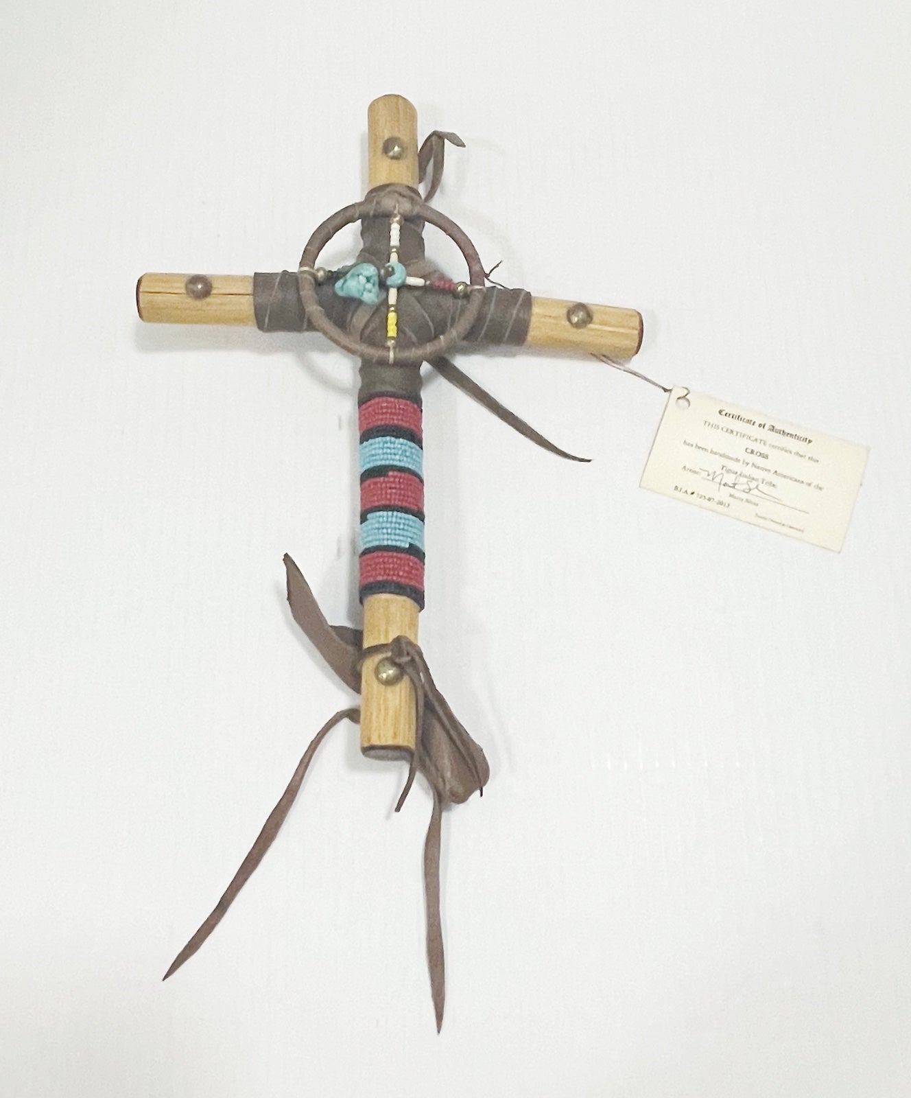 Huge Hand Made Tigua Indian Dreamcatcher Cross