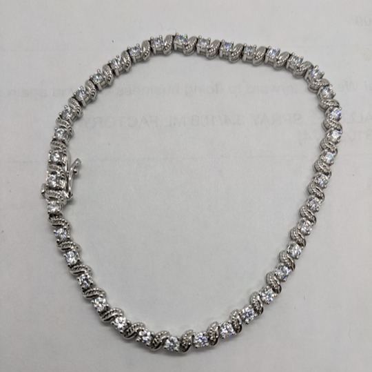 Elegant Sterling Silver 925 Tennis Bracelet, Cubic Zirconia Stones, 7.25 length