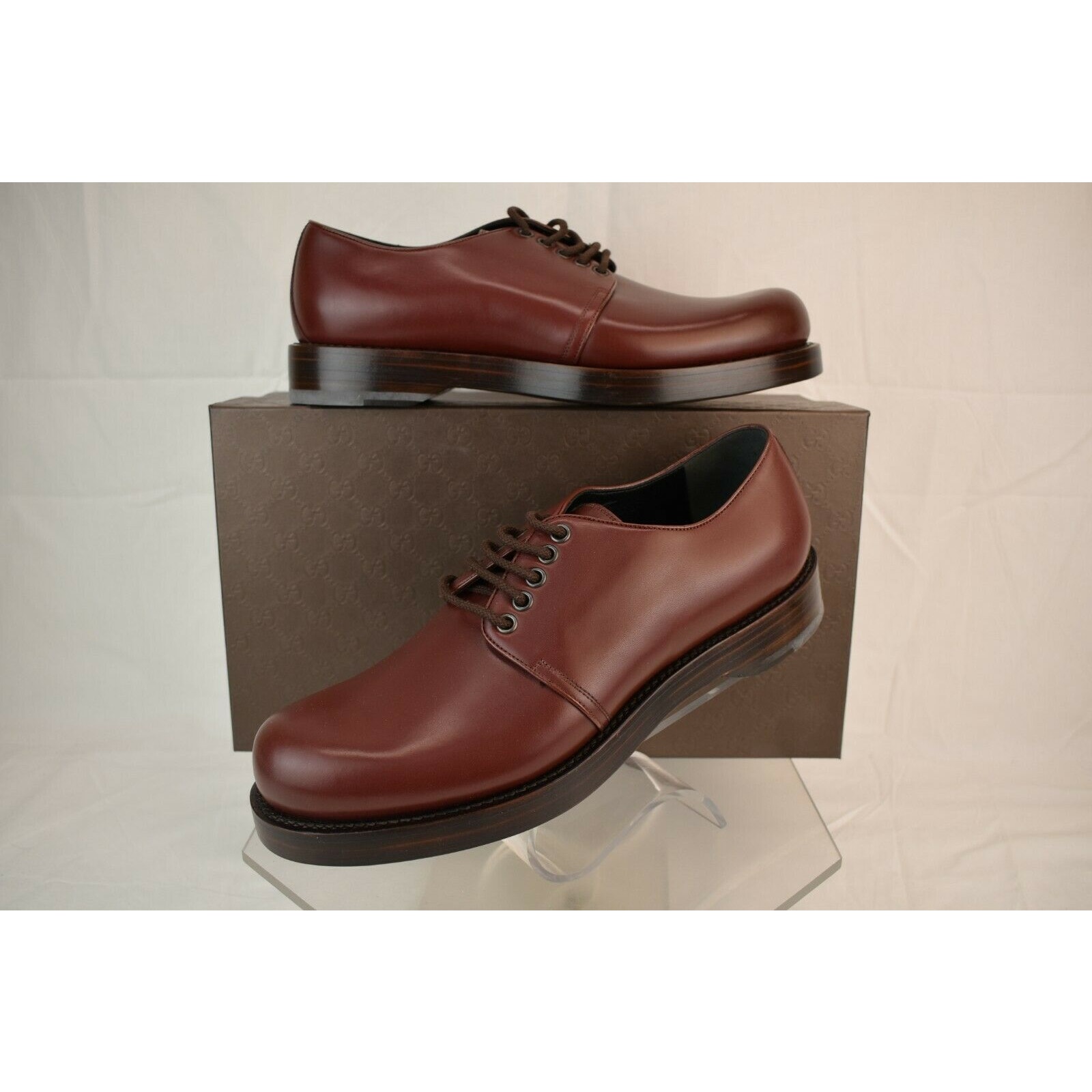 GUCCI BURGUNDY SHADE LEATHER DERBY PLATFORM OXFORDS 9 US 10 #358277