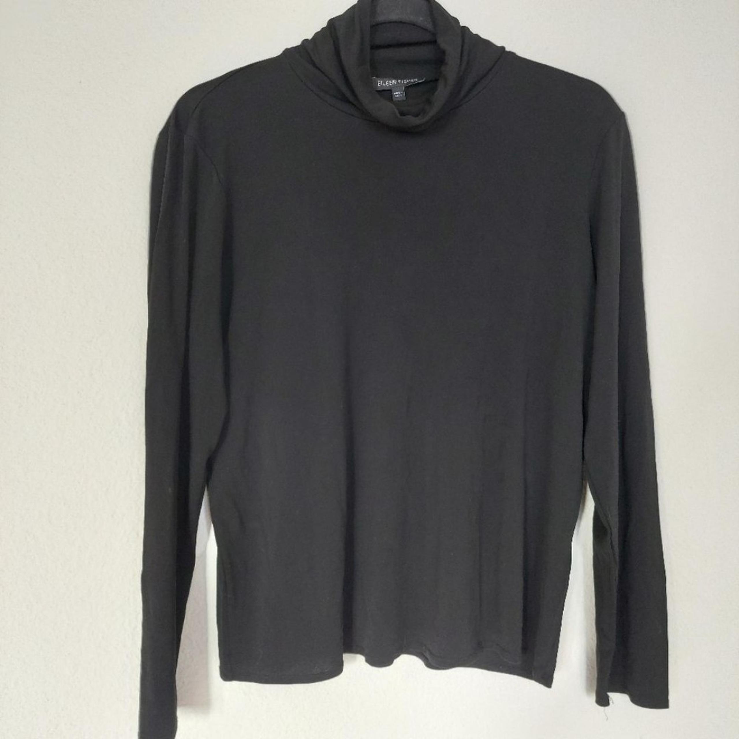 Eileen Fisher 100% Silk Turtleneck Sweater Black Size Meduim