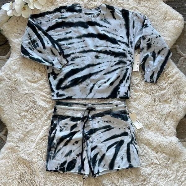 LACAUSA Set Sweatshirt & Shorts Tie Dye Size S