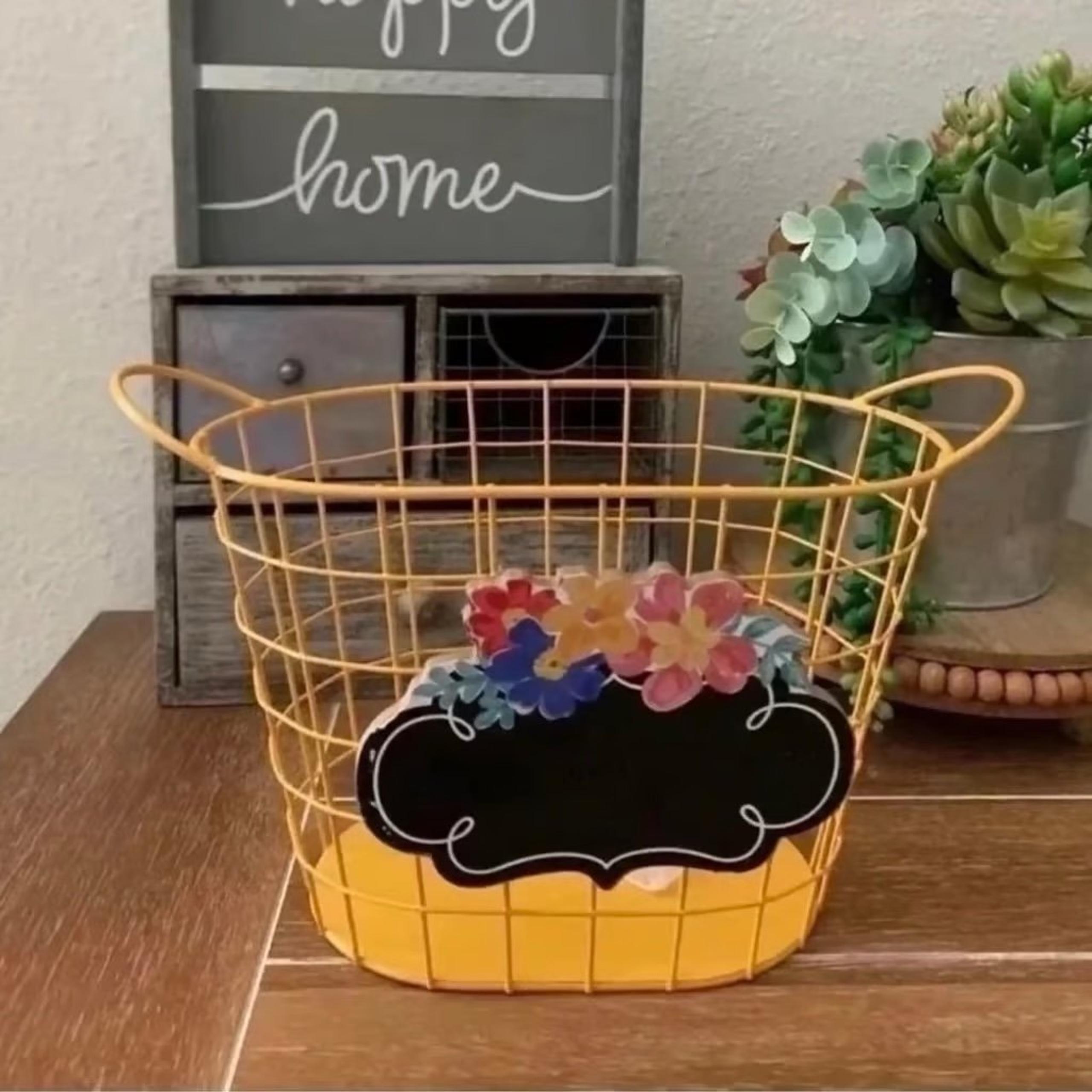 New Pioneer Woman Yellow Wire Chalkboard Basket