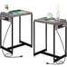 Nightstands Set of 2 with Charging Station, 2 Tier Bedside Table with USB Ports