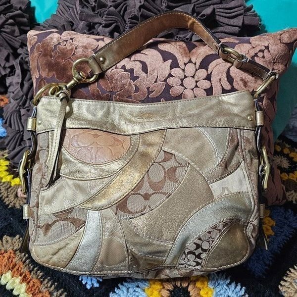 2008 Limited Edition Coach Y2k Patchwork Zoe Hobo Shoulder Bag Purse